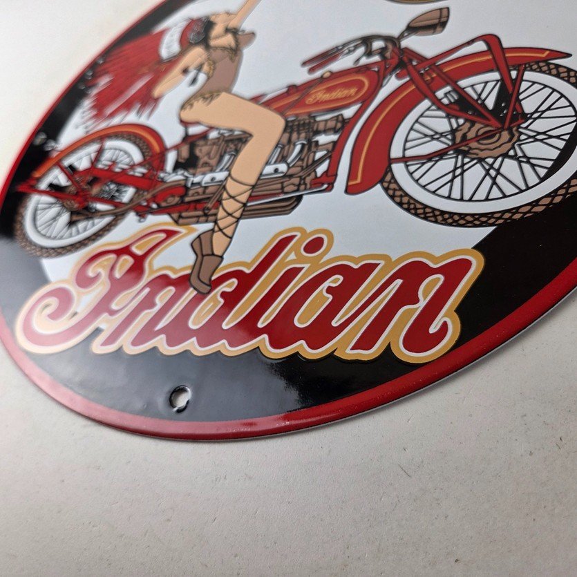 Vintage Indian Motorcycles Sign - Porcelain Gas Pump Service Station Sign - Image 14