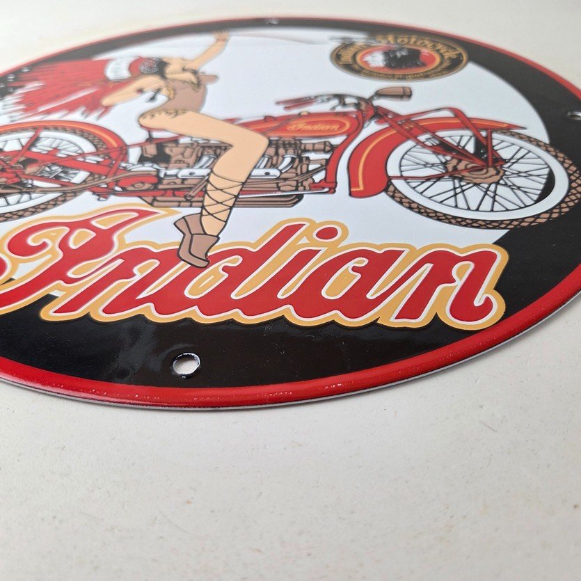 Vintage Indian Motorcycles Sign - Porcelain Gas Pump Service Station Sign - Image 10