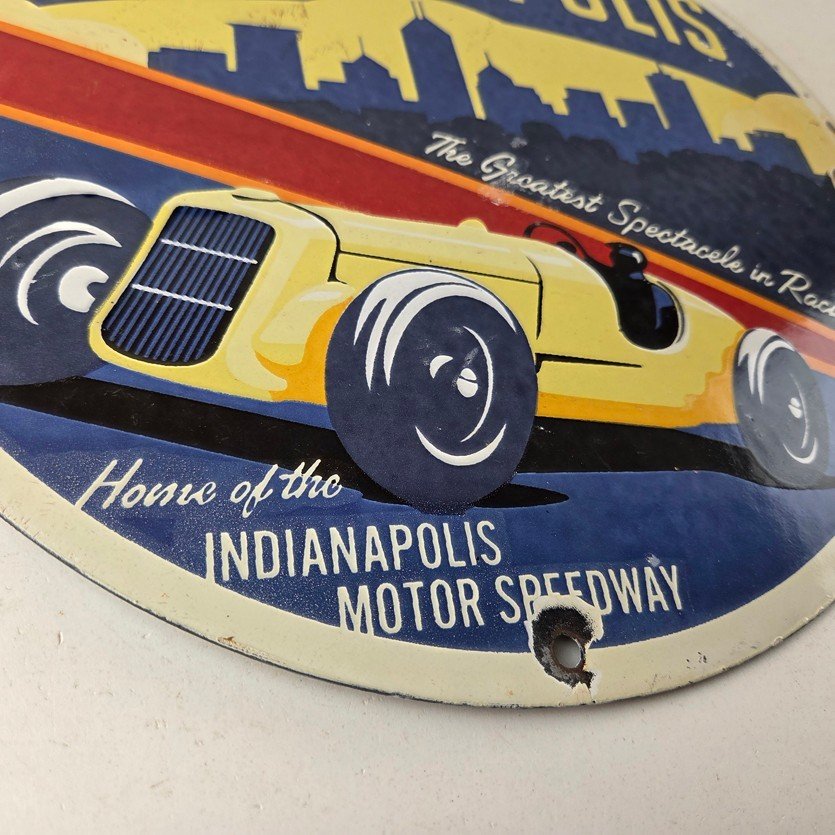 Vintage Indianapolis Speedway Sign - Porcelain Motor Racing Automobilia Sign - Image 11