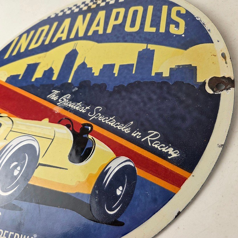 Vintage Indianapolis Speedway Sign - Porcelain Motor Racing Automobilia Sign - Image 13