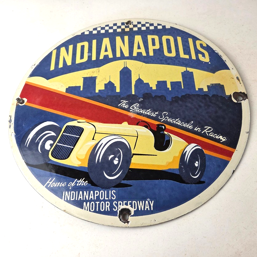 Vintage Indianapolis Speedway Sign - Porcelain Motor Racing Automobilia Sign - Image 15