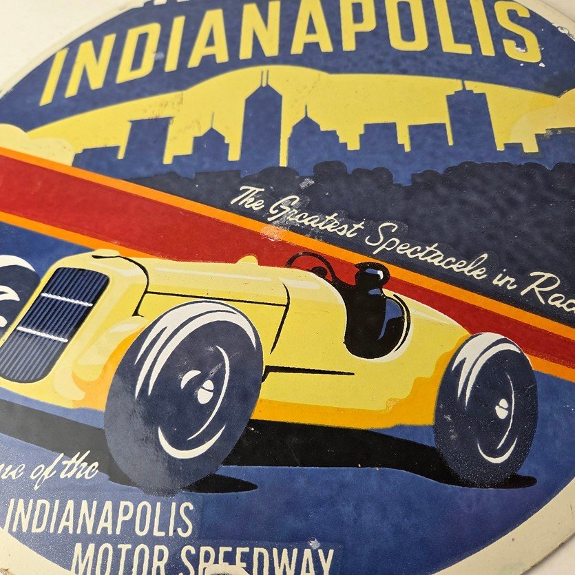 Vintage Indianapolis Speedway Sign - Porcelain Motor Racing Automobilia Sign - Image 4