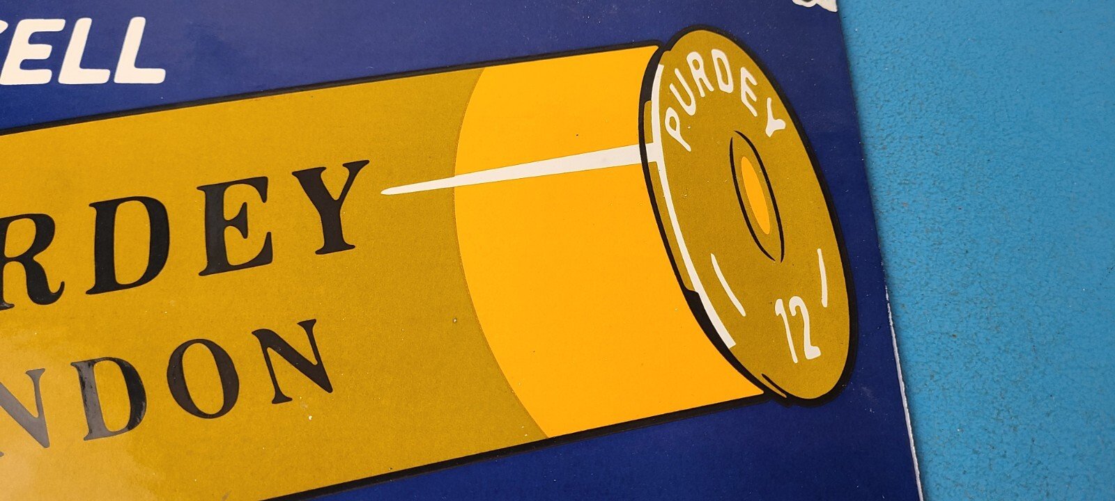 Vintage James Purdey Sign - Hunting Firearm Makers Shot Gun Gas Porcelain Sign - Image 4