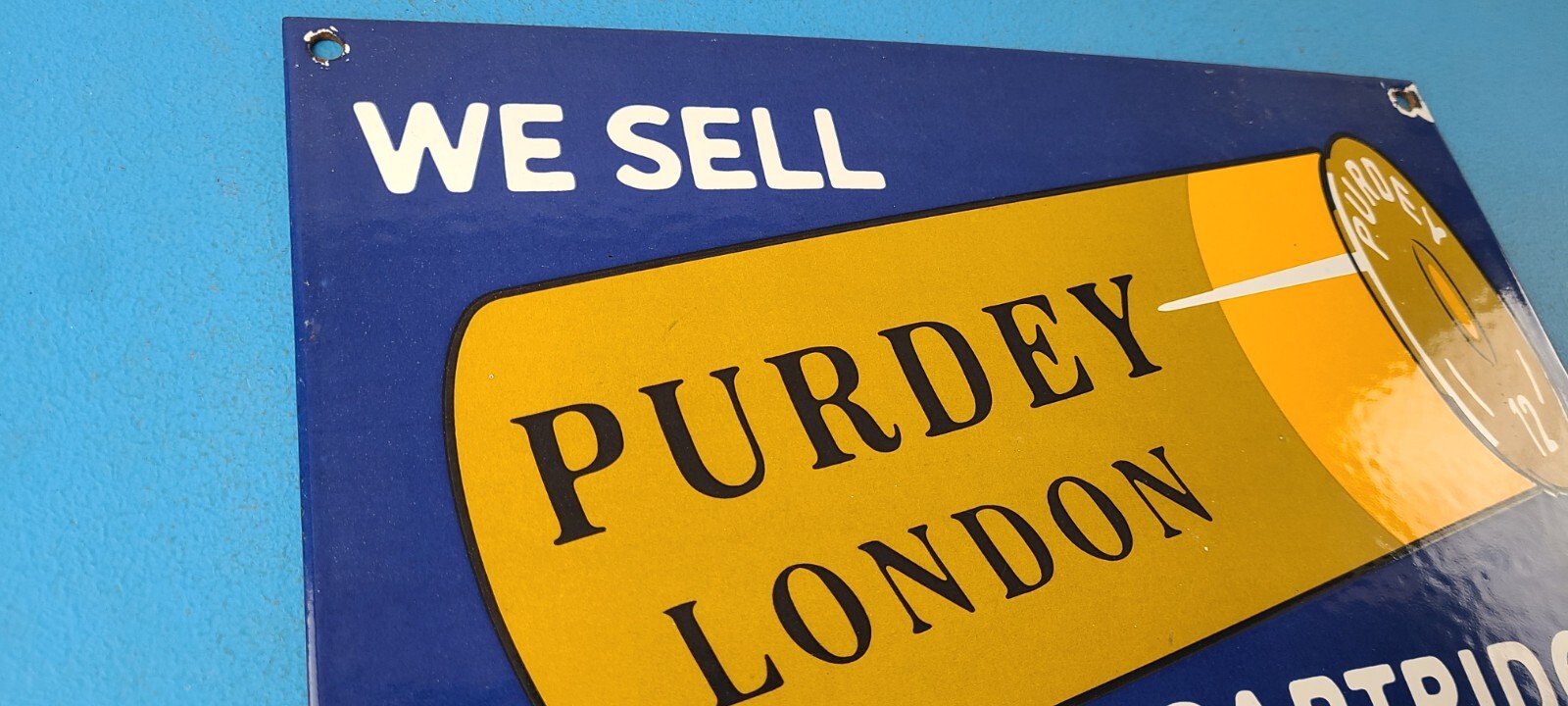 Vintage James Purdey Sign - Hunting Firearm Makers Shot Gun Gas Porcelain Sign - Image 5