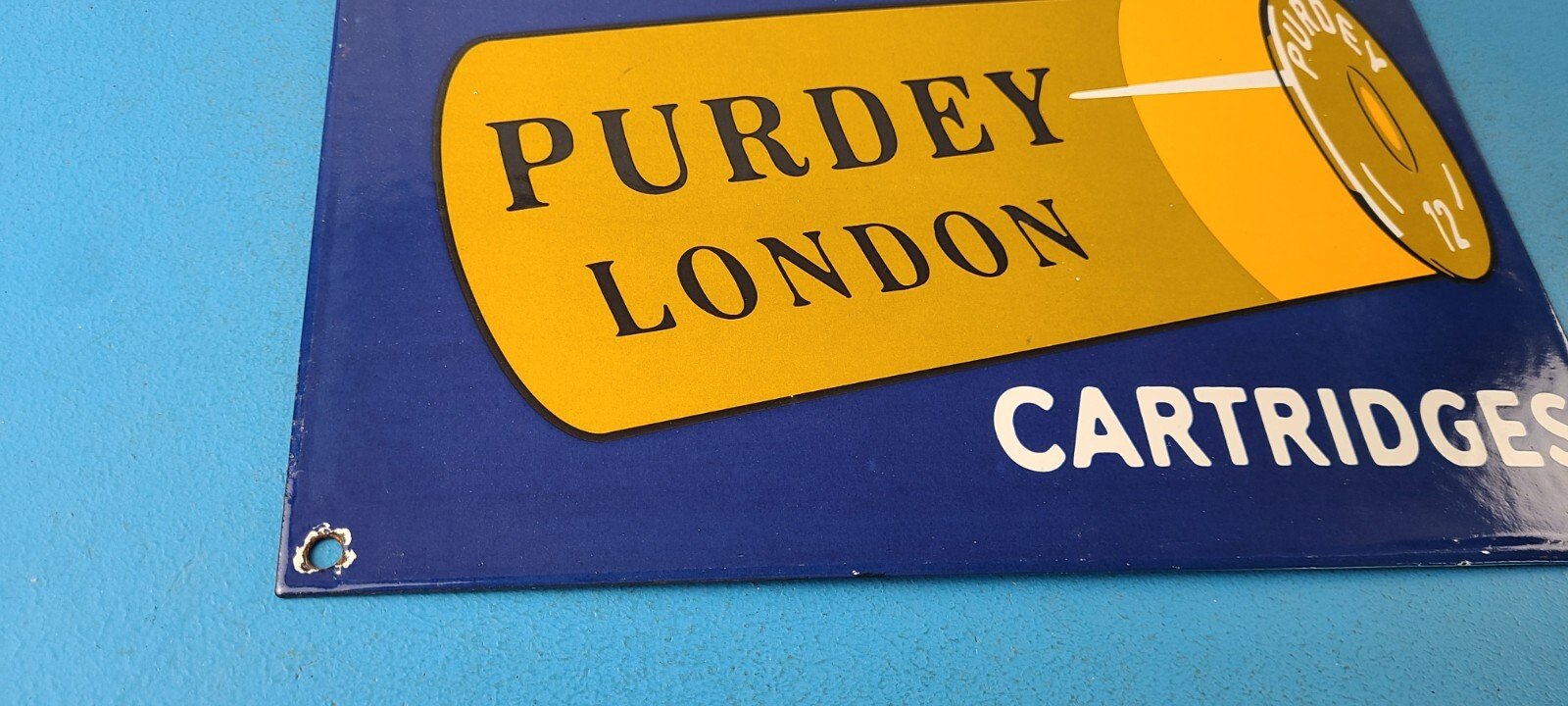 Vintage James Purdey Sign - Hunting Firearm Makers Shot Gun Gas Porcelain Sign - Image 7