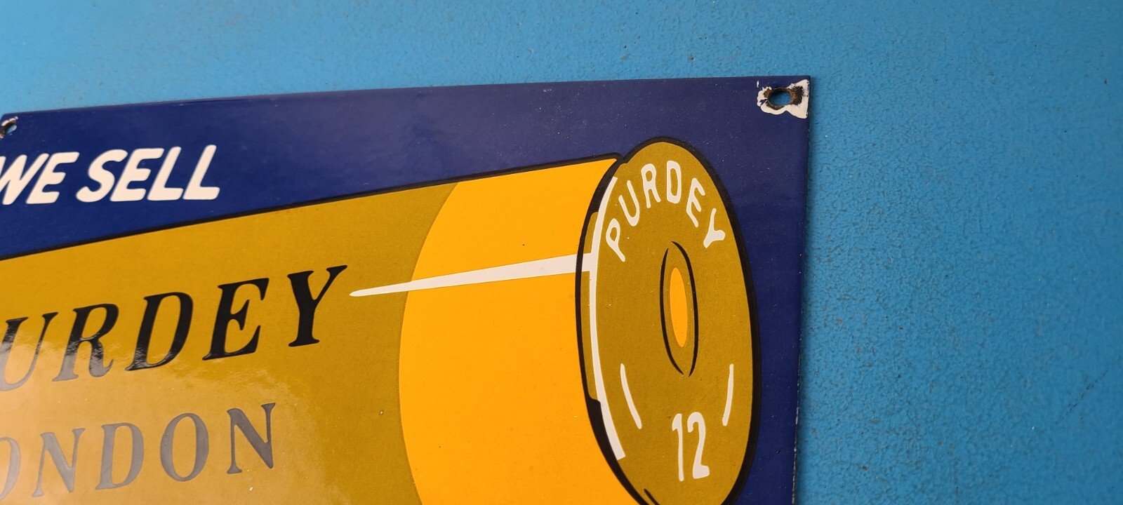 Vintage James Purdey Sign - Hunting Firearm Makers Shot Gun Gas Porcelain Sign - Image 8