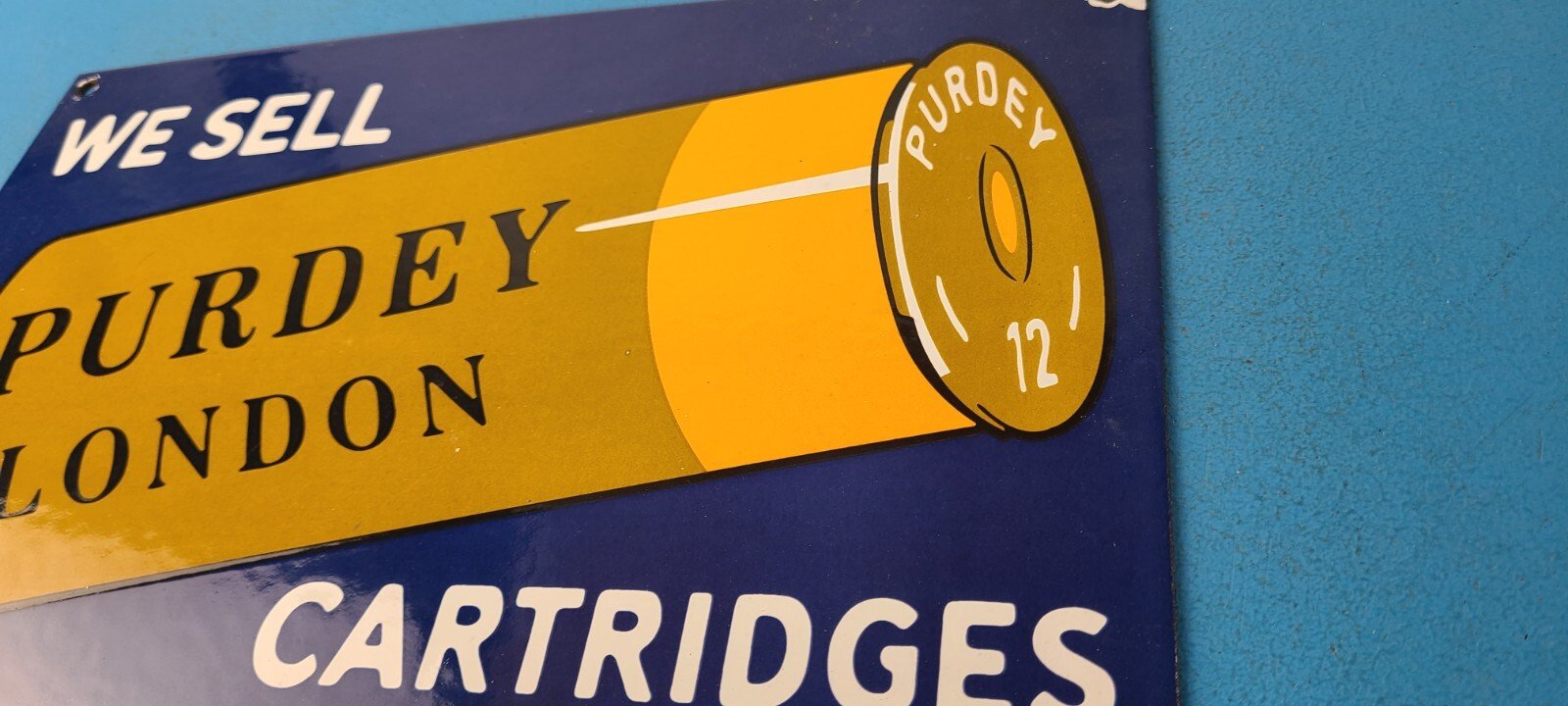 Vintage James Purdey Sign - Hunting Firearm Makers Shot Gun Gas Porcelain Sign - Image 9