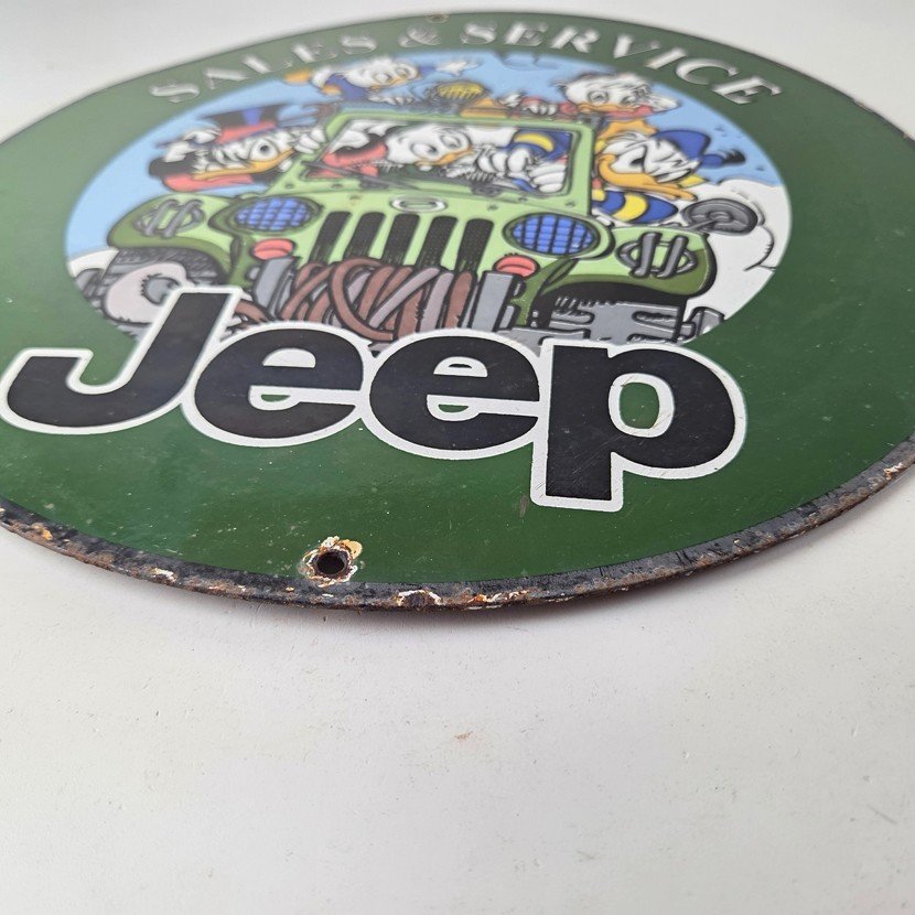Vintage Jeep Porcelain Sign - Garage Shop Gas Service Station Pump Plate Sign - Image 10