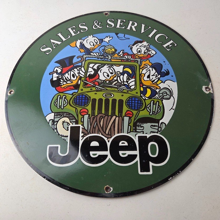 Vintage Jeep Porcelain Sign - Garage Shop Gas Service Station Pump Plate Sign - Image 15