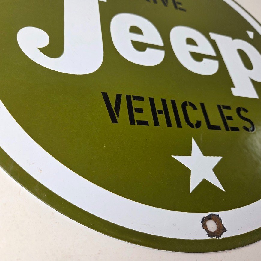 Vintage Jeep Vehicles Sign - USA Army Gas Pump Porcelain Sign - Image 11