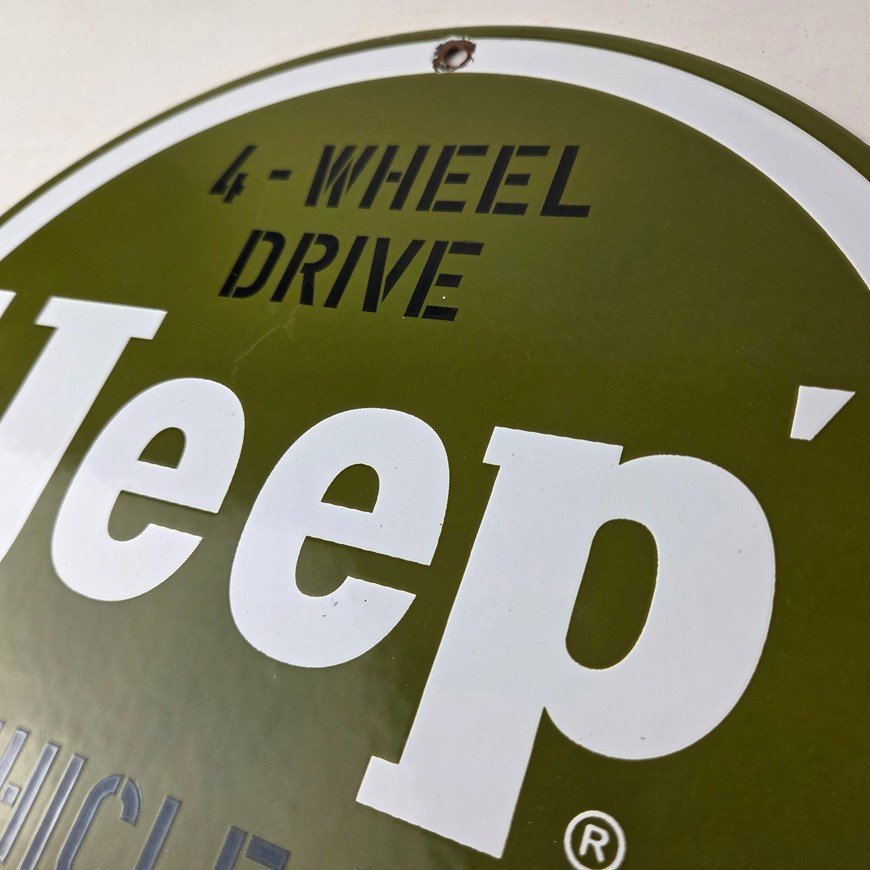 Vintage Jeep Vehicles Sign - USA Army Gas Pump Porcelain Sign - Image 12