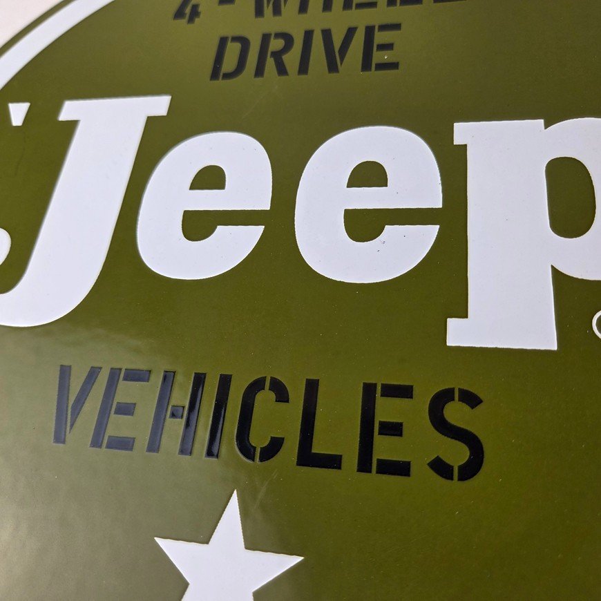 Vintage Jeep Vehicles Sign - USA Army Gas Pump Porcelain Sign - Image 4