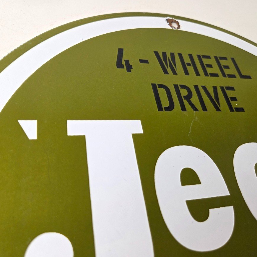 Vintage Jeep Vehicles Sign - USA Army Gas Pump Porcelain Sign - Image 5