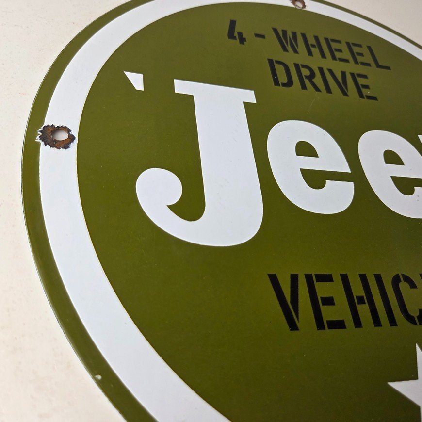 Vintage Jeep Vehicles Sign - USA Army Gas Pump Porcelain Sign - Image 6