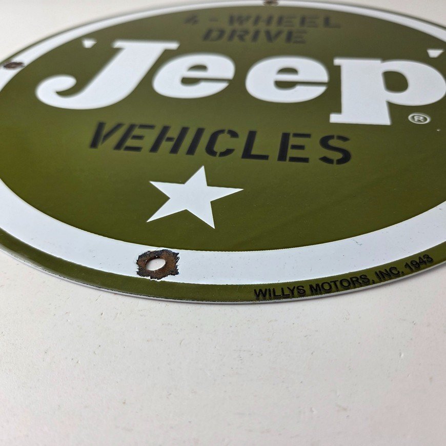 Vintage Jeep Vehicles Sign - USA Army Gas Pump Porcelain Sign - Image 10