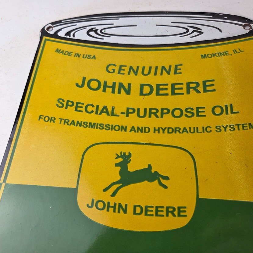 Vintage John Deere Oil Can Porcelain Sign - Special Purpose Tractor Sign - Image 3