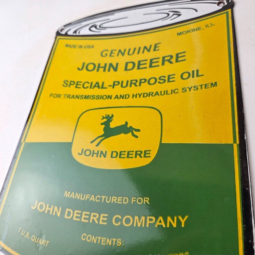 Vintage John Deere Oil Can Porcelain Sign - Special Purpose Tractor Sign - Image 4
