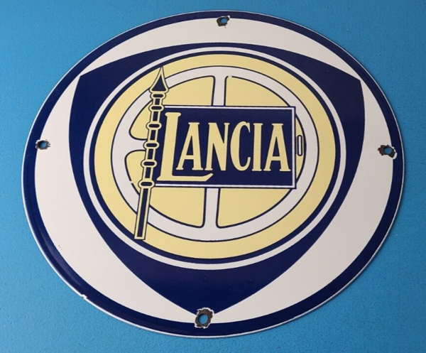 Vintage Lancia Sign Gas Pump Service Porcelain Sign Italian Auto Cars Sign 305726758976