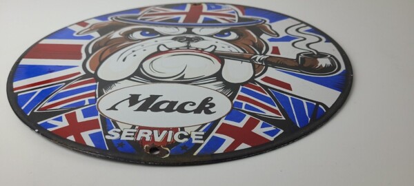 Vintage Mack Trucks Sign - British Bulldog Auto Gas Pump Porcelain Ad Sign - Image 11