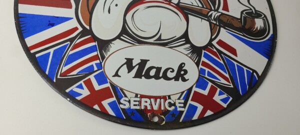 Vintage Mack Trucks Sign - British Bulldog Auto Gas Pump Porcelain Ad Sign - Image 7