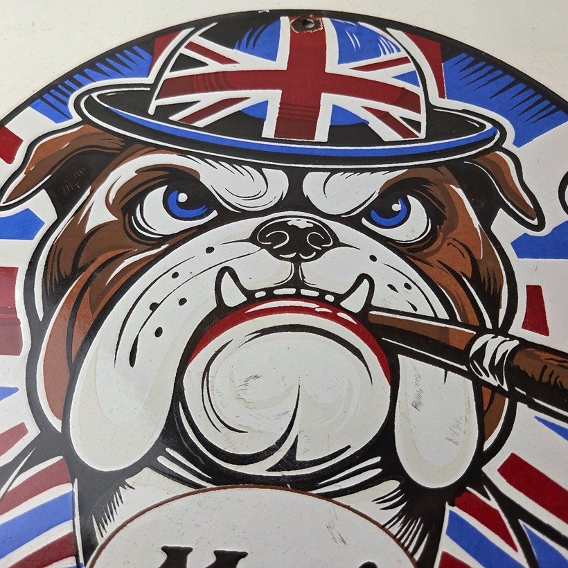 Vintage Mack Trucks Sign - British Bulldog Auto Gas Pump Porcelain Ad Sign - Image 3