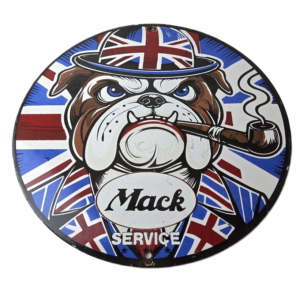 Vintage Mack Trucks Sign - British Bulldog Auto Gas Pump Porcelain Ad Sign