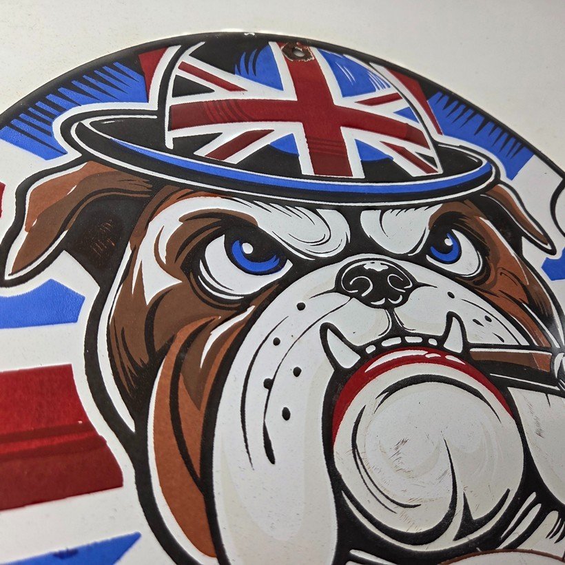 Vintage Mack Trucks Sign - British Bulldog Auto Gas Pump Porcelain Ad Sign - Image 5