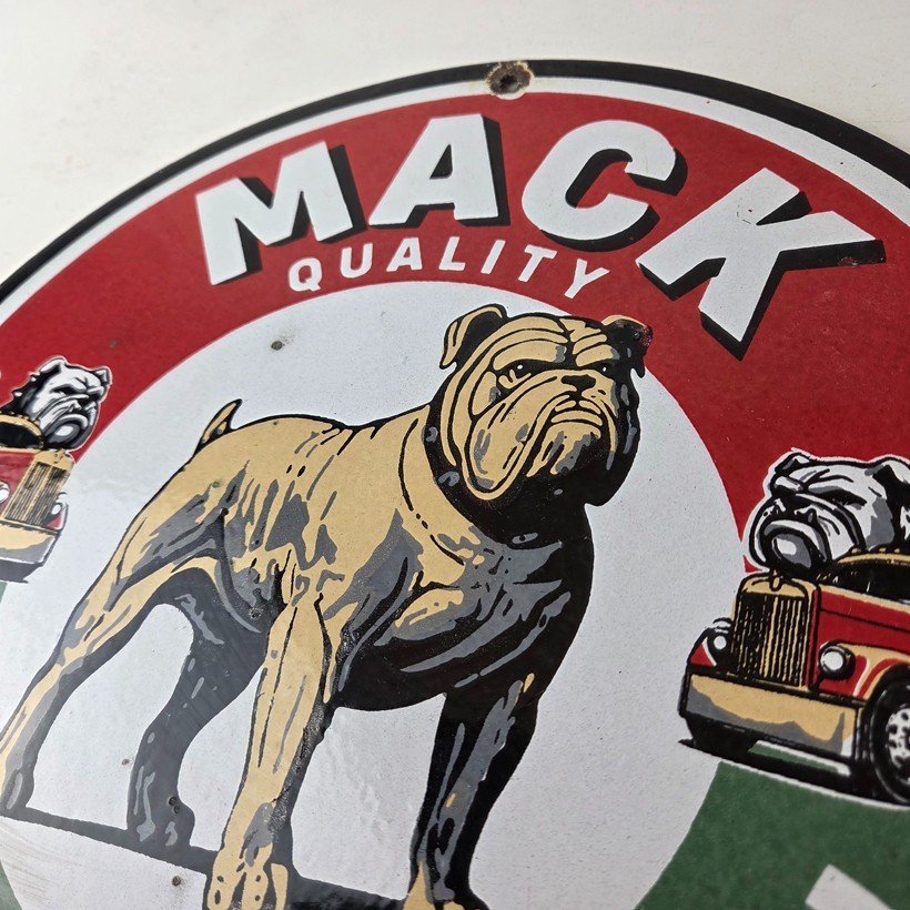 Vintage Mack Trucks Sign - Sales Service Gas Pump Porcelain Ad Sign - Image 12