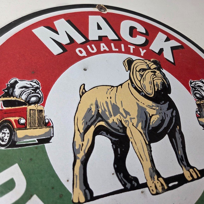 Vintage Mack Trucks Sign - Sales Service Gas Pump Porcelain Ad Sign - Image 5