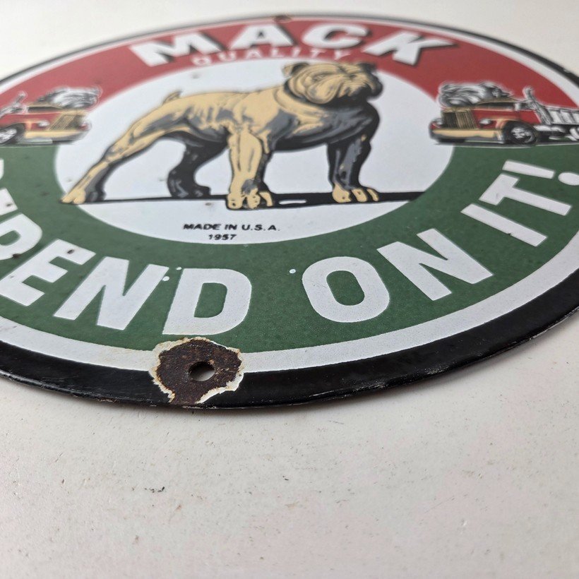 Vintage Mack Trucks Sign - Sales Service Gas Pump Porcelain Ad Sign - Image 10