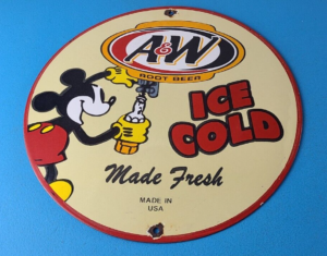 Vintage Man Cave Sign AW Root Beer Beverage Mickey Mouse Gas Pump Sign 305872099486