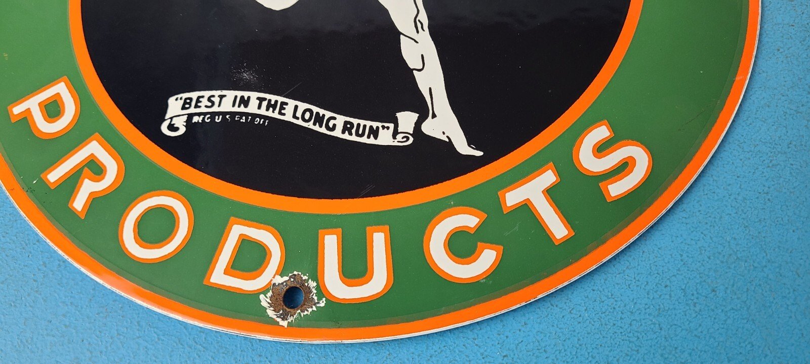 Vintage Marathon Products Sign - Gasoline Gas Motor Oil Pump Shop Porcelain Sign - Image 12