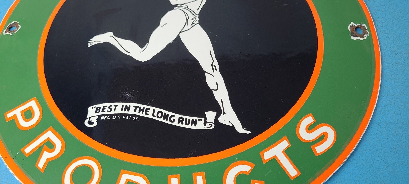 Vintage Marathon Products Sign - Gasoline Gas Motor Oil Pump Shop Porcelain Sign - Image 4