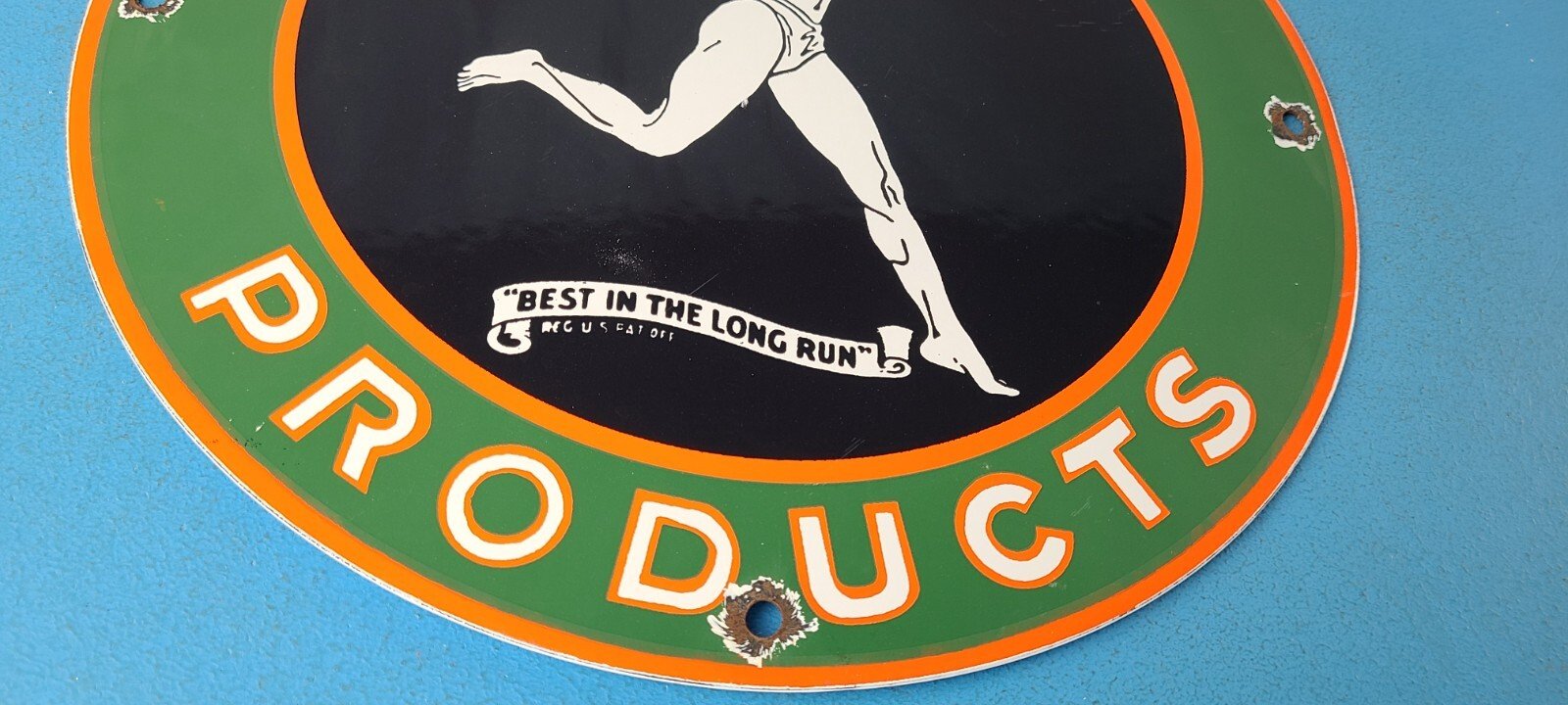 Vintage Marathon Products Sign - Gasoline Gas Motor Oil Pump Shop Porcelain Sign - Image 7