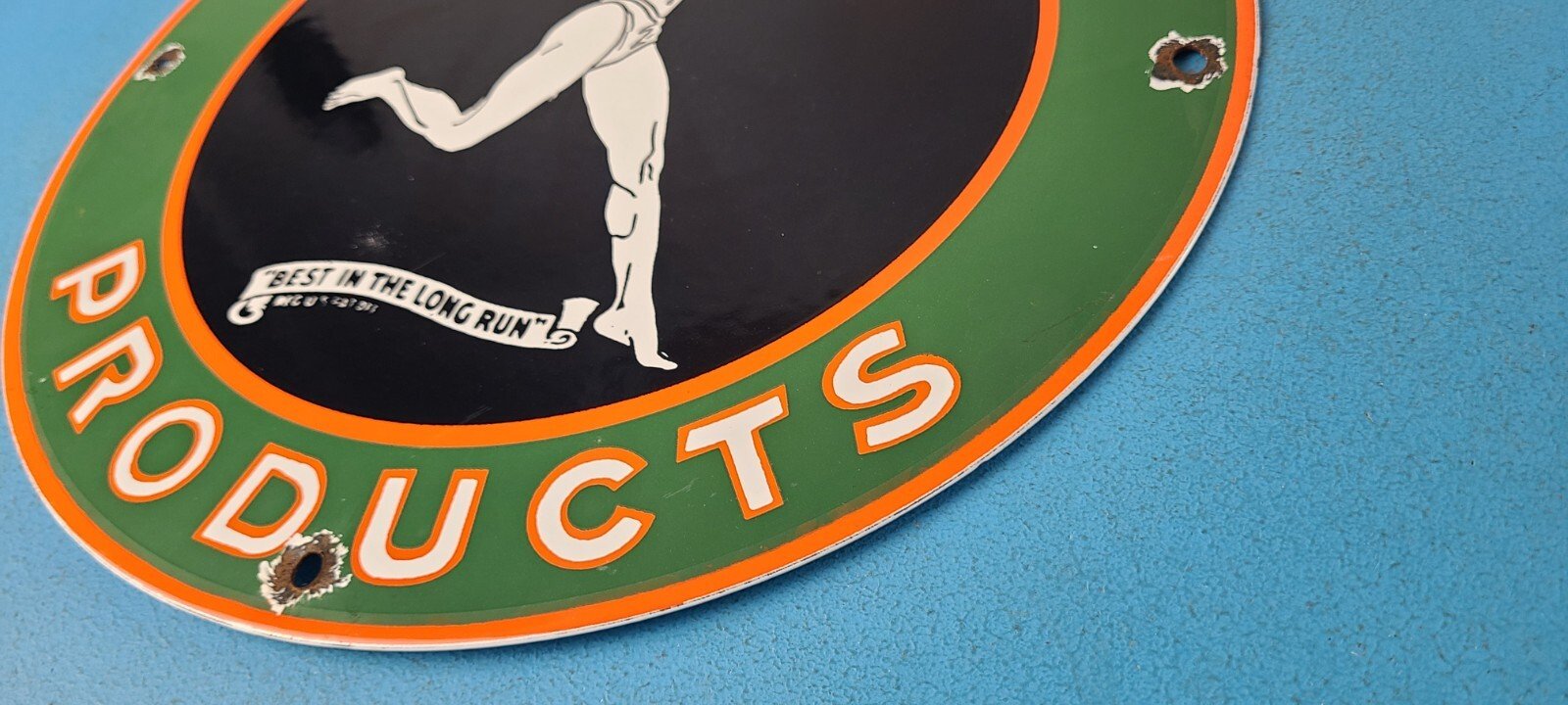 Vintage Marathon Products Sign - Gasoline Gas Motor Oil Pump Shop Porcelain Sign - Image 10