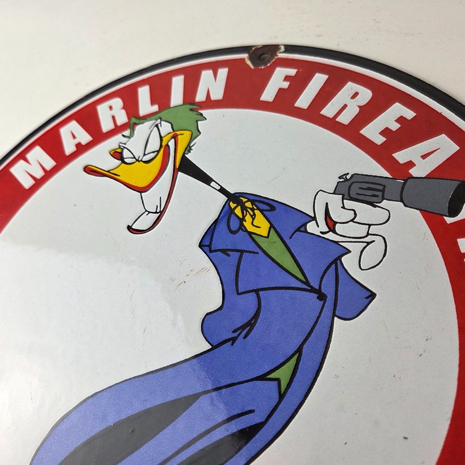 Vintage Marlin Firearms Sign - Joker Batman Comics Gas Pump Porcelain Sign - Image 12