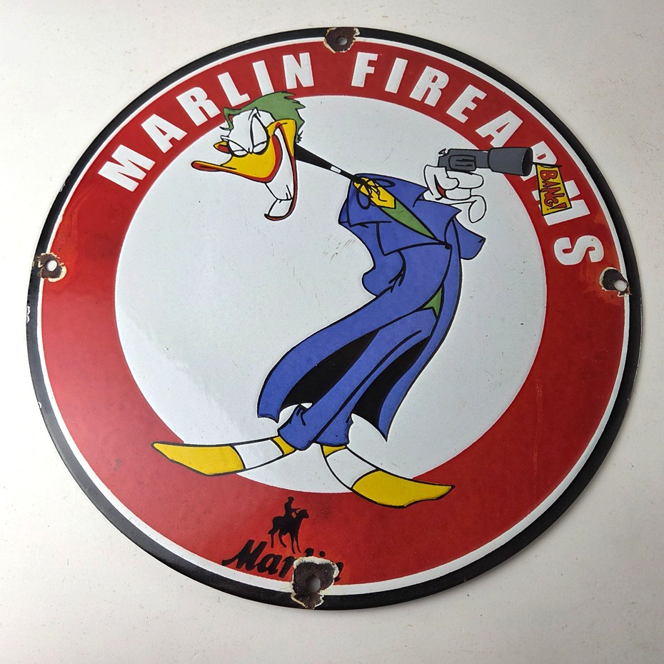 Vintage Marlin Firearms Sign - Joker Batman Comics Gas Pump Porcelain Sign - Image 15