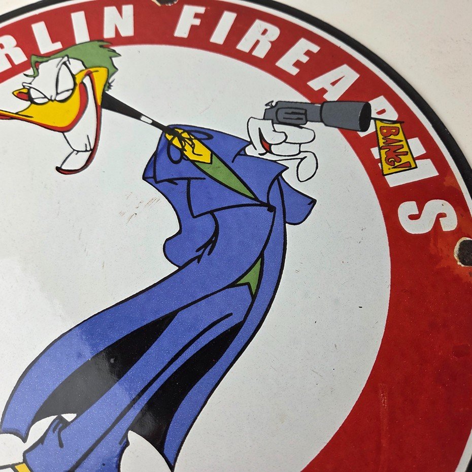 Vintage Marlin Firearms Sign - Joker Batman Comics Gas Pump Porcelain Sign - Image 4