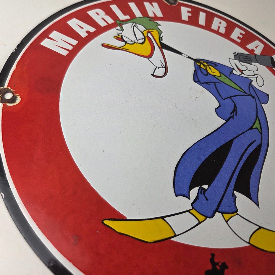 Vintage Marlin Firearms Sign - Joker Batman Comics Gas Pump Porcelain Sign - Image 6