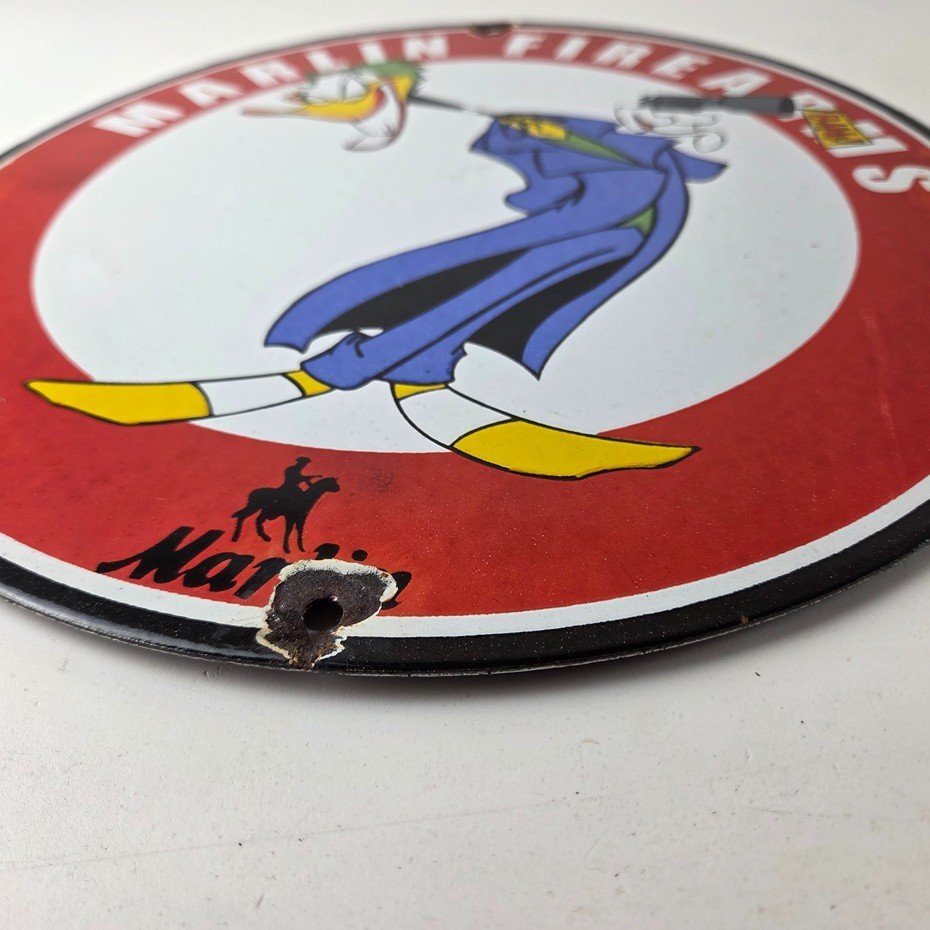 Vintage Marlin Firearms Sign - Joker Batman Comics Gas Pump Porcelain Sign - Image 10