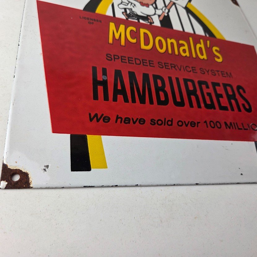 Vintage McDonalds Porcelain - Fast Food Burgers Diner Drive Thru Gas Pump Sign - Image 11