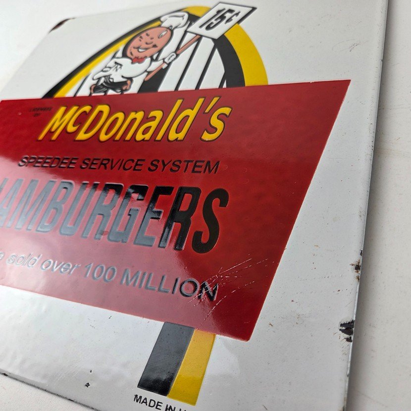 Vintage McDonalds Porcelain - Fast Food Burgers Diner Drive Thru Gas Pump Sign - Image 13