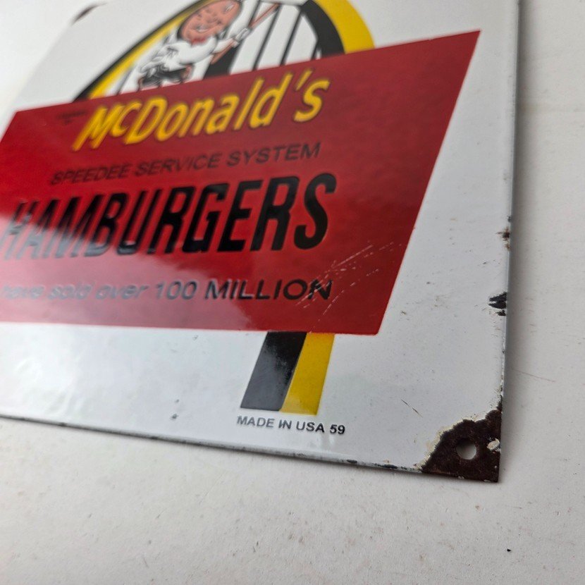 Vintage McDonalds Porcelain - Fast Food Burgers Diner Drive Thru Gas Pump Sign - Image 14