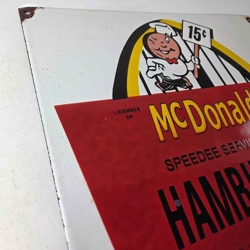 Vintage McDonalds Porcelain - Fast Food Burgers Diner Drive Thru Gas Pump Sign - Image 5