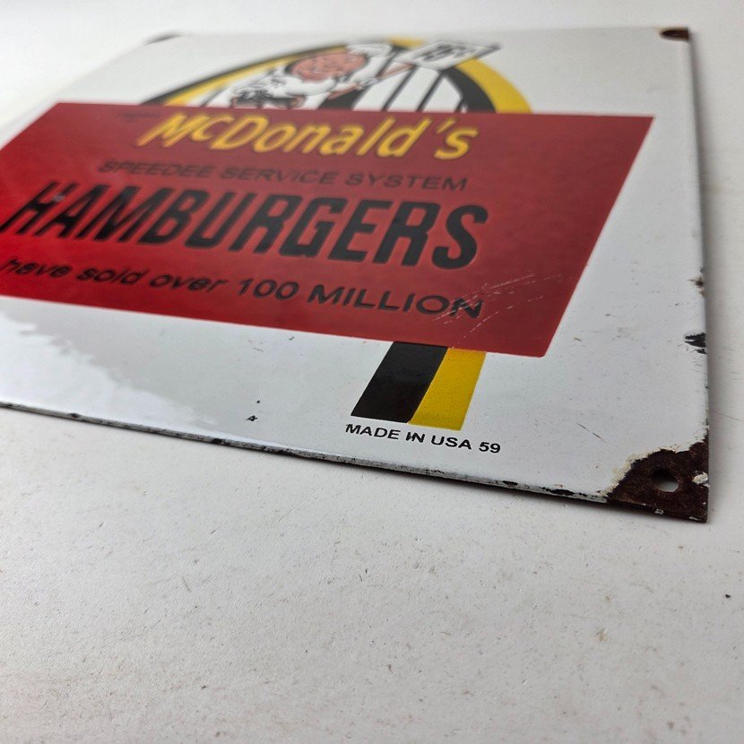 Vintage McDonalds Porcelain - Fast Food Burgers Diner Drive Thru Gas Pump Sign - Image 10