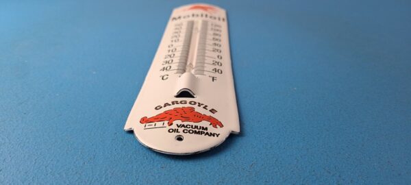 Vintage Mobil Gas Sign Service Station Pump Ad Sign on Porcelain Thermometer 305650465966 10