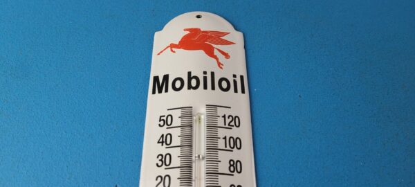 Vintage Mobil Gas Sign Service Station Pump Ad Sign on Porcelain Thermometer 305650465966 12