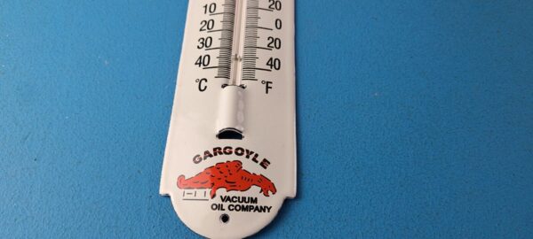 Vintage Mobil Gas Sign Service Station Pump Ad Sign on Porcelain Thermometer 305650465966 3