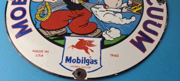 Vintage Mobil Gasoline Sign Popeye Comic Mobilgas Socony GasPorcelain Sign 305752169976 11