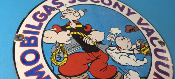 Vintage Mobil Gasoline Sign Popeye Comic Mobilgas Socony GasPorcelain Sign 305752169976 5